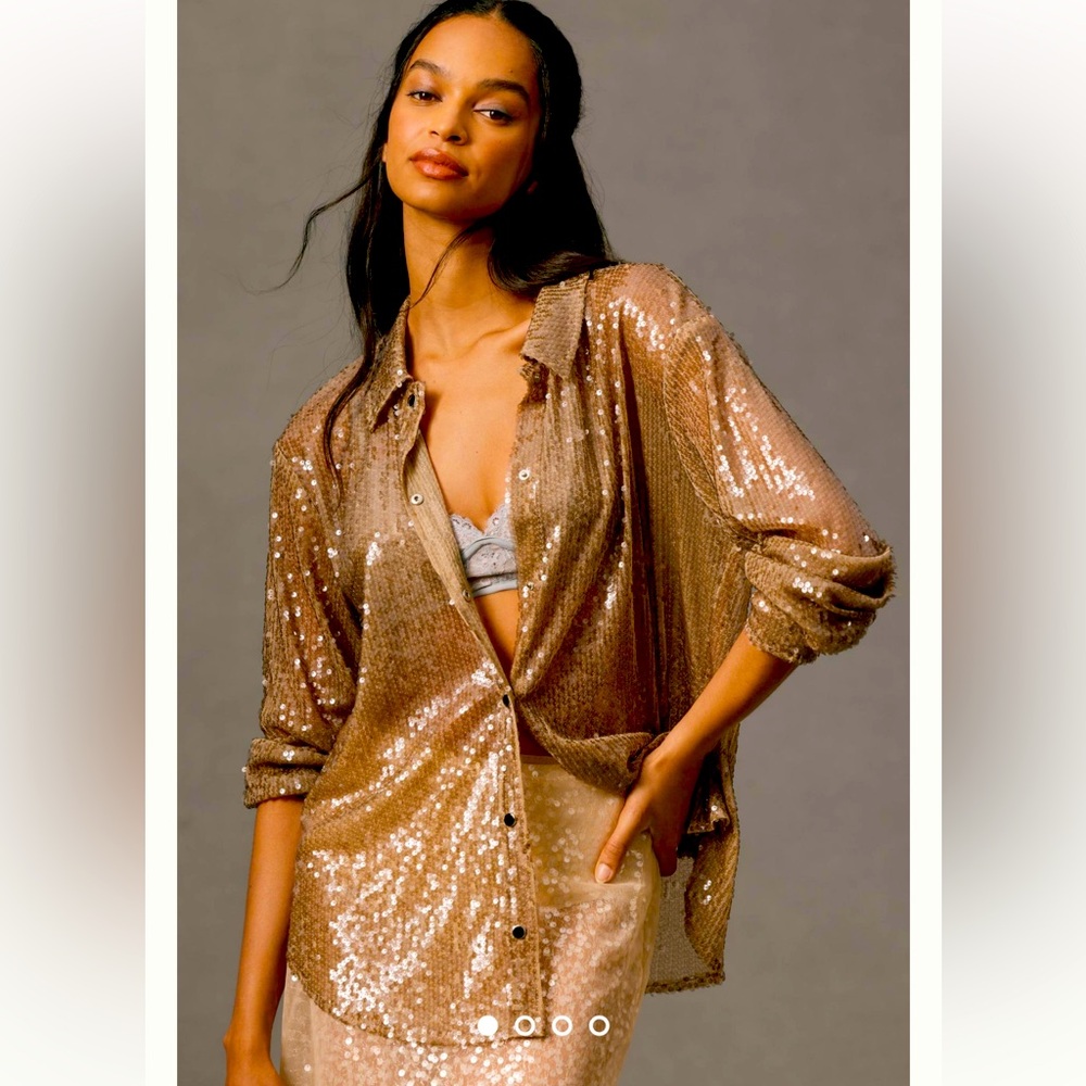 By Anthropologie Sequin Buttondown shirt